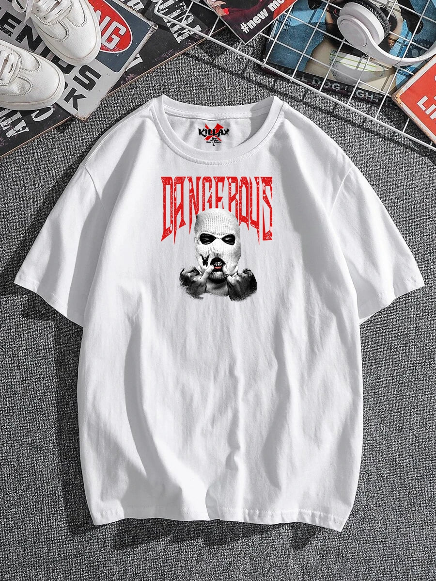 Férfi póló DANGEROUS bijelo Oversized