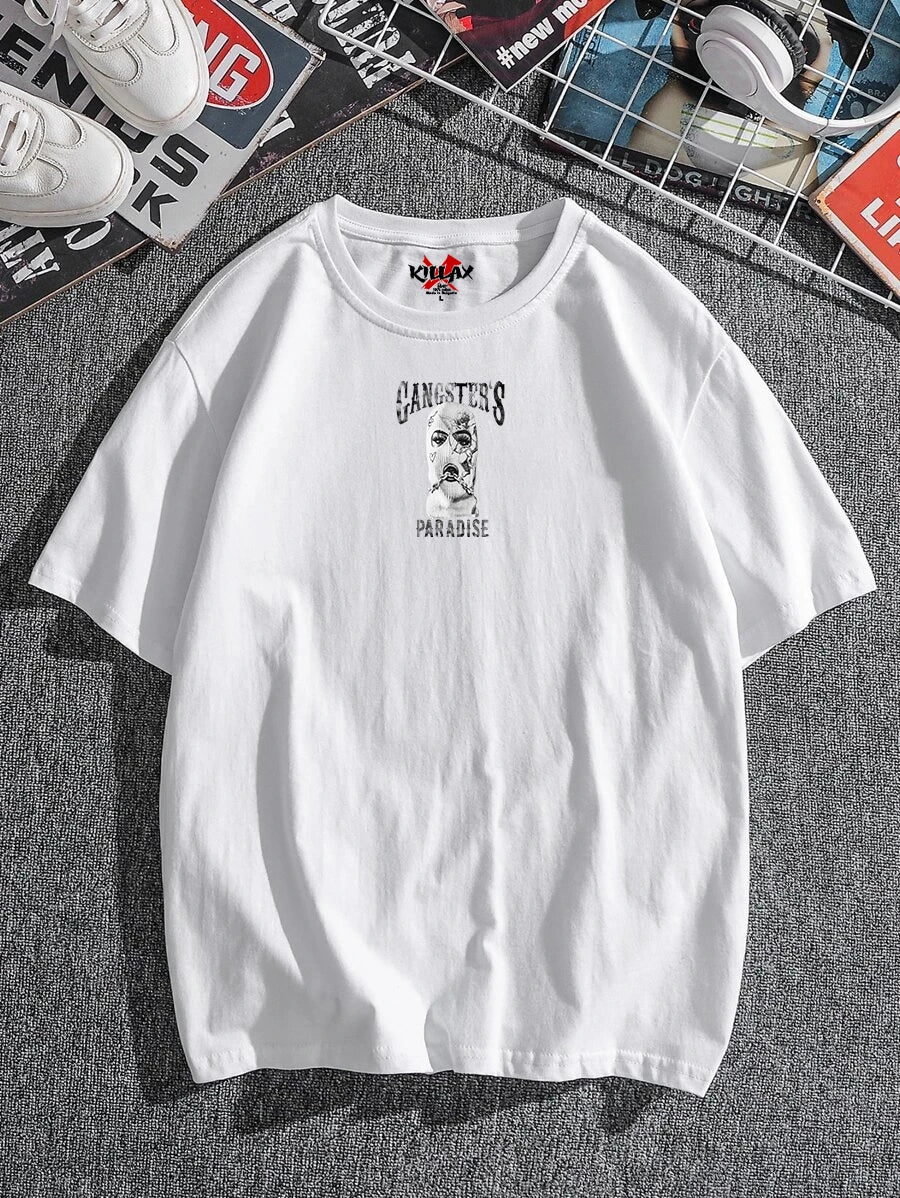 Férfi póló Gangster Paradise bijelo Oversized