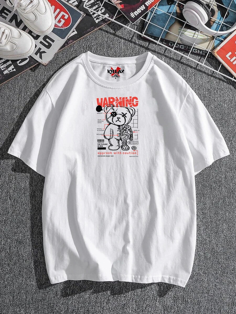 Férfi póló WARNING bijelo Oversized
