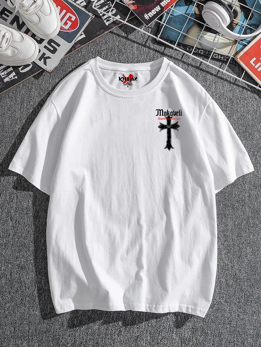 Férfi póló MAKAVELI bijelo Oversized