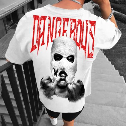 Férfi póló DANGEROUS bijelo Oversized