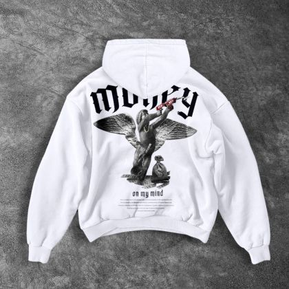 Férfi kapucnis pulóver - MoneyOnMyMind bijelo