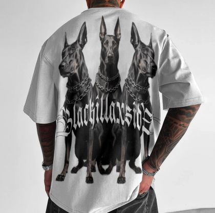 Férfi póló KILLAXDOBERMAN Oversized bijelo