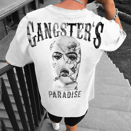 Férfi póló Gangster Paradise bijelo Oversized