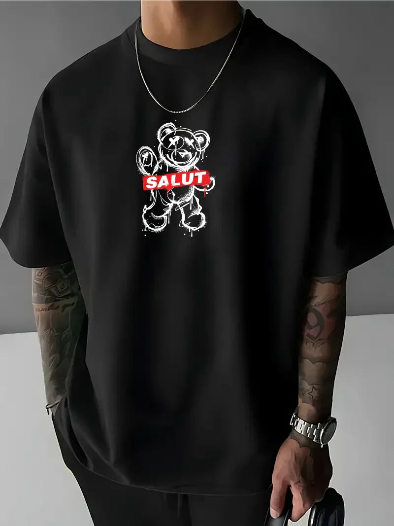 Férfi póló SALUT crno (Oversized)