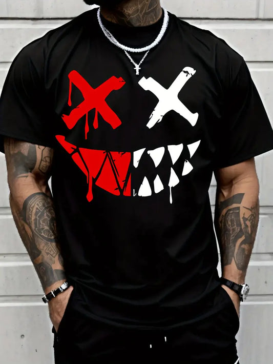 Férfi póló Red X Face crno
