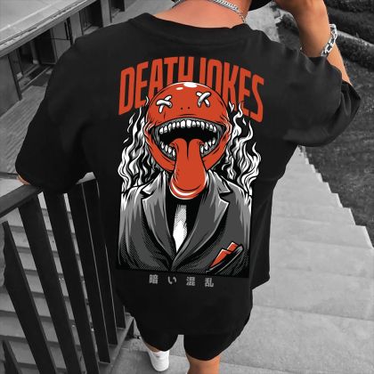 Férfi póló DEATH JOKES crno (Oversized)