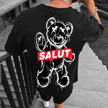 Férfi póló SALUT crno (Oversized)