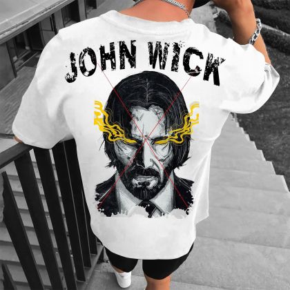 Férfi póló JOHN WICK bijelo (Oversized)