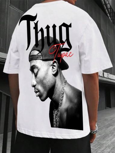 Férfi póló TUPAC bijelo (Oversized)