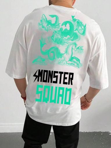 Férfi póló MONSTER SQUAD Oversized bijelo