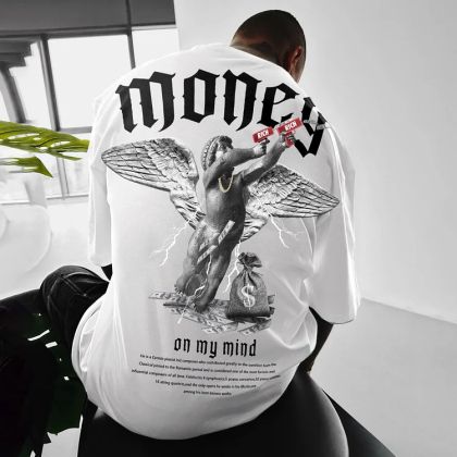 Férfi póló MONEY on MY MIND bijelo (Oversized)