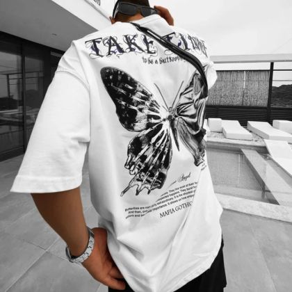 Férfi póló TAKE TIME bijelo Oversized