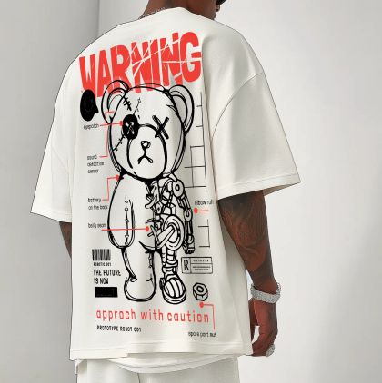 Férfi póló WARNING bijelo Oversized
