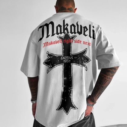 Férfi póló MAKAVELI bijelo Oversized